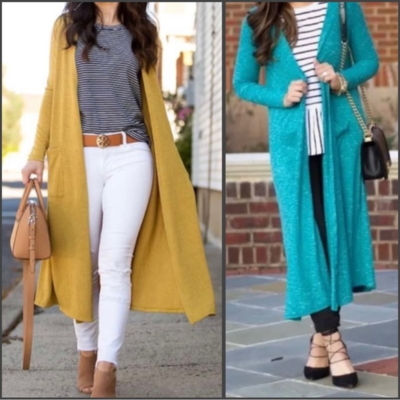 LuLaRoe S (6-8) Duster Cardigan Sarah Floral Gray Salmon Ribbed - Picture 12 of 12